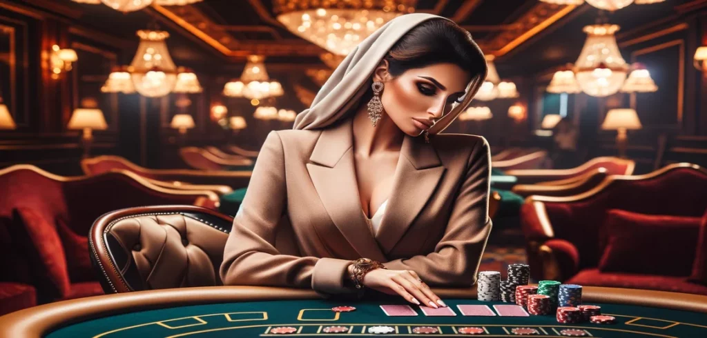 a woman playing in a casino yyy